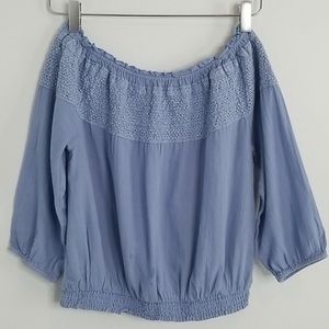 Aerie NWT Boho Lace Crop Top Slate Blue Size XL
